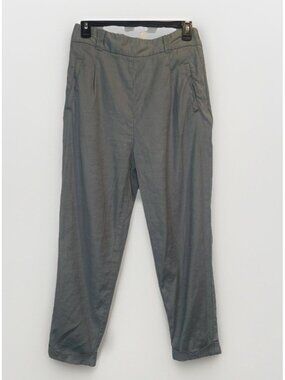 ANTHROPOLOGIE Ett Twa Women’s Green Linen Blend Cuffed Ankle Pants Size 4